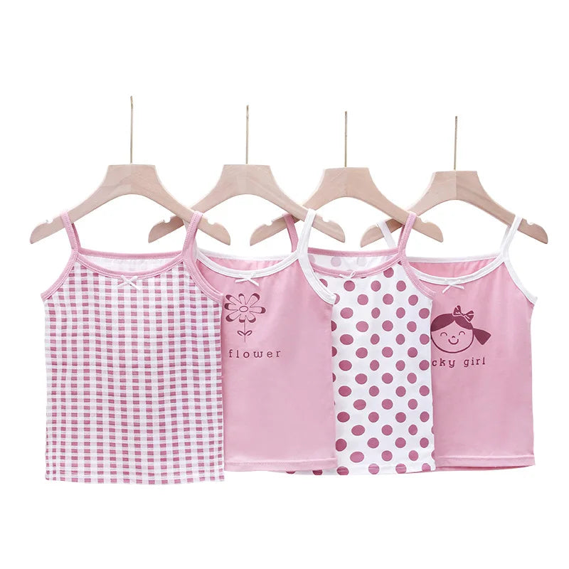 Girls’ Summer Tank Tops – Cartoon Cotton Camisoles, Ages 3-8