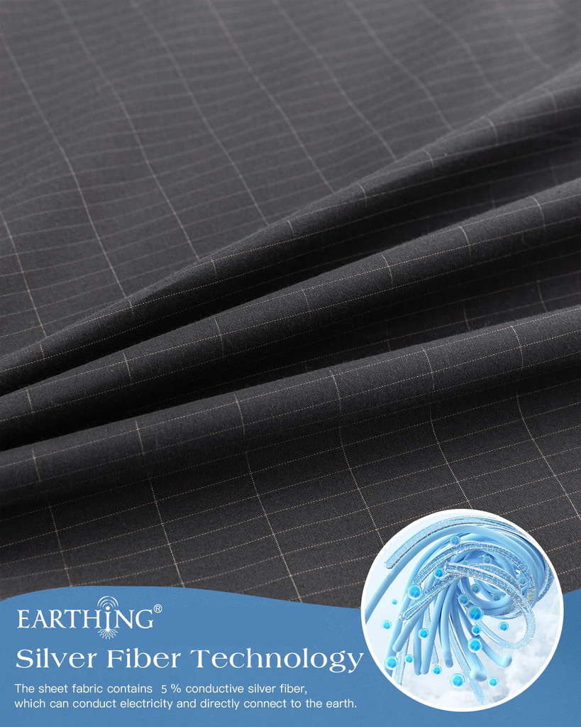 Grounding Earthing Fitted Sheet Cal King 183x213cm Cotton Silver Fibre Sheet with Grounding Cord 400TC
