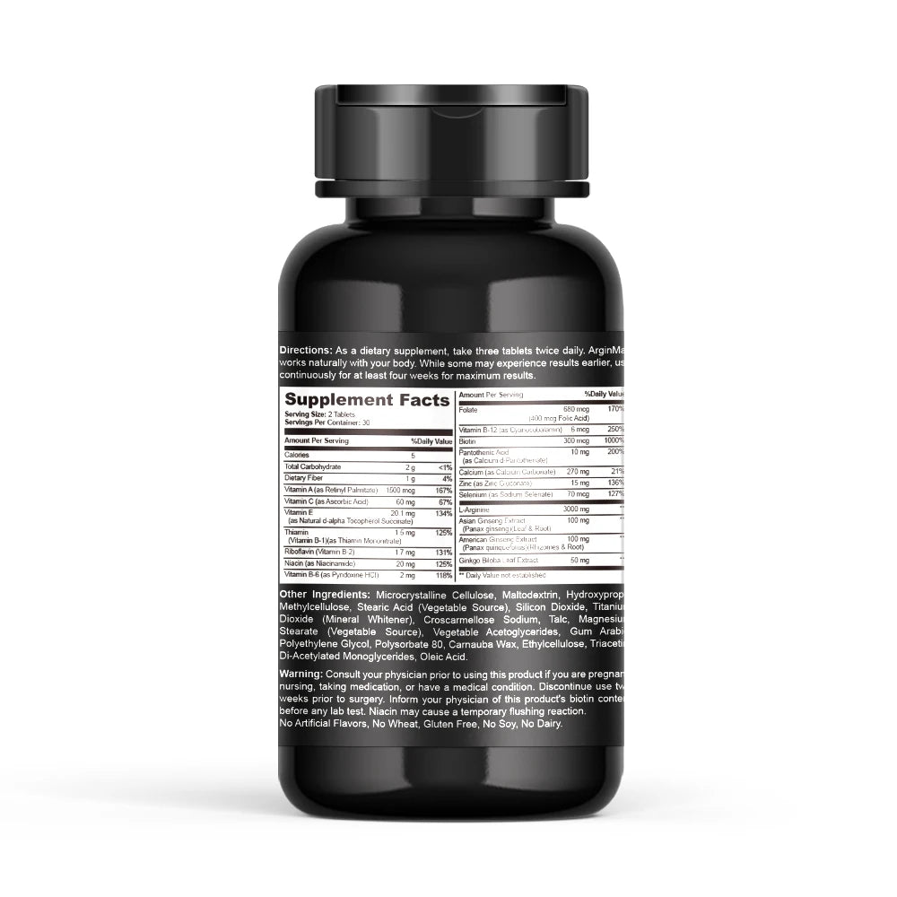 L-Arginine Male Enhancing Supplement 60 Tablets – Performance, Strength and Endurance Support