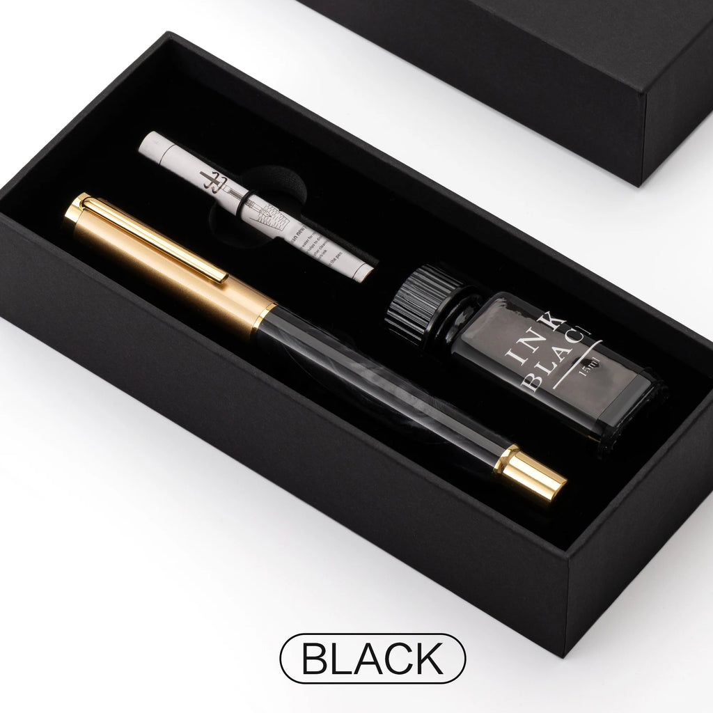Exquisite Resin Fountain Pen Set 0.5mm Medium Nib with 15ml Ink Gift Box – Luxury Metal Calligraphy & Office Writing Pen