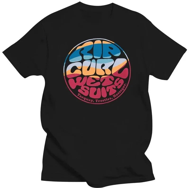 Men's Rip Curl Vintage Print Short Sleeve T-Shirt – 100% Cotton, Casual Streetwear Tee