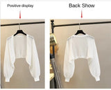 Lantern Sleeve Ice Silk Knitted Cardigan for Women – Summer Thin Loose Fit Outerwear with Slip Dress Sun Protection thumbnail 11