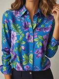 Women’s Floral Slim-Fit Long Sleeve Blouse – Soft Silk Blend Spring/Summer Shirt thumbnail 13