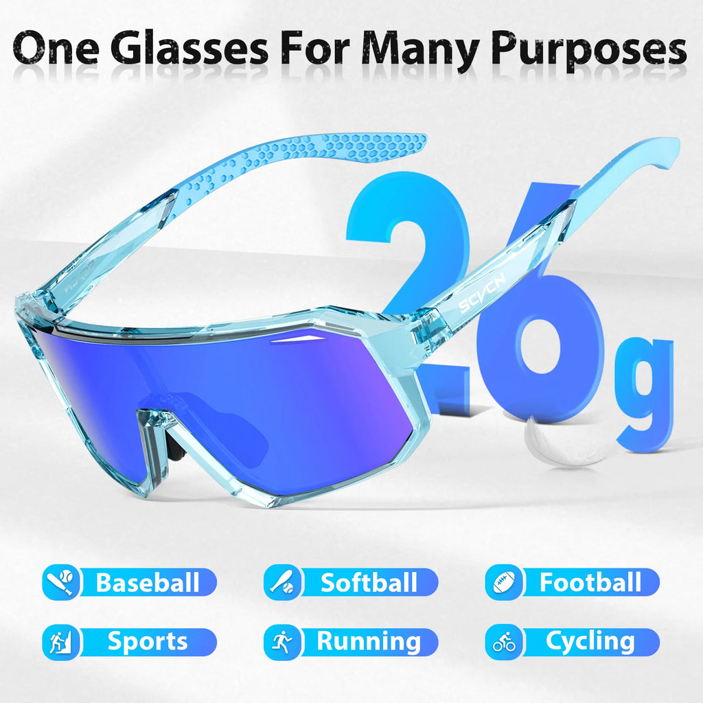 SCVCN Kids UV400 Photochromic Cycling Sunglasses – Boys & Girls Outdoor Sports Riding Glasses