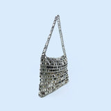 Retro Silver Sequin Metal Handwoven Shoulder Bag – High-End Women’s Square Handbag thumbnail 4