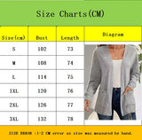 Autumn & Winter Women's Solid Color Knitted Open-Front Cardigan with Pockets thumbnail 2