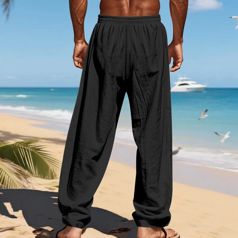Men's 16-Color Breathable Linen Yoga Pants Loose Casual Sportswear for Spring/Summer