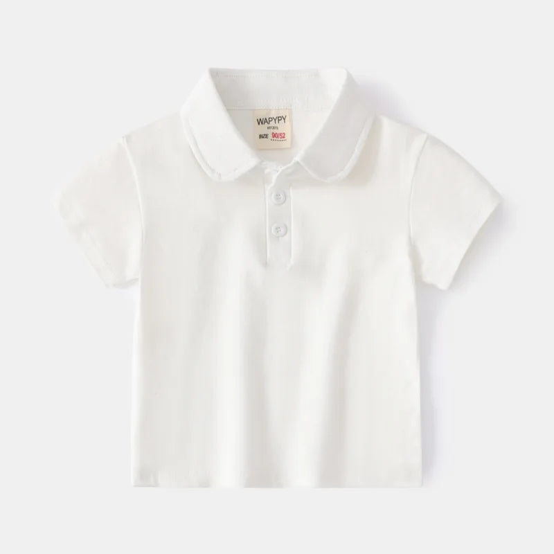 Fashion Kids Boys Polo Shirt – Luxury Stand Collar Summer Tee, Soft Breathable Cotton