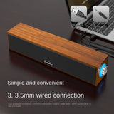 Long Strip USB Wired & Bluetooth Wooden Dual Speakers – Small Desktop Sound Bar with Heavy Bass thumbnail 7