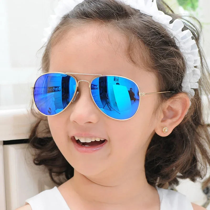 Kids Polarized Pilot Sunglasses UV400 Outdoor Sports Cycling Metal Frame Glasses for Boys and Girls