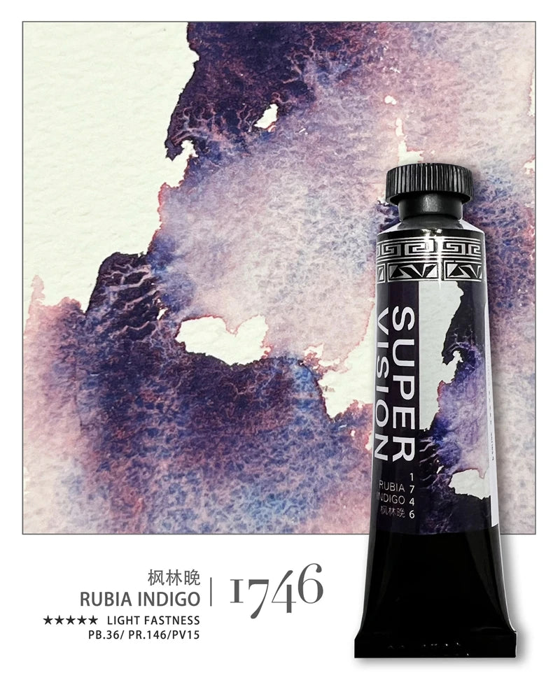 Super Vision 15ml Layered Mineral Watercolor Paint Tube – 15 Colors Master Grade Artist Water Colour