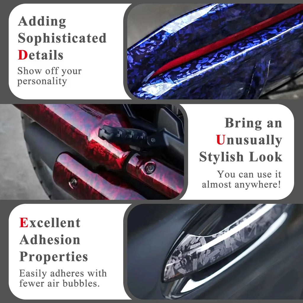 300cm High Gloss Forged Carbon Fiber Vinyl Wrap Film – Black, Gold, Silver, Red – 30/50cm Width PVC Car Hood Adhesive Sticker