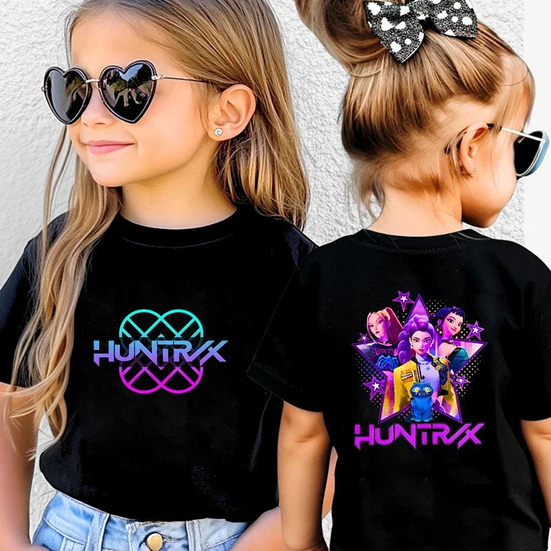 K-Pop Korean Wave Demon Hunter Kids 100% Cotton T-Shirt – Summer Street Style Cartoon Tee for Boys and Girls