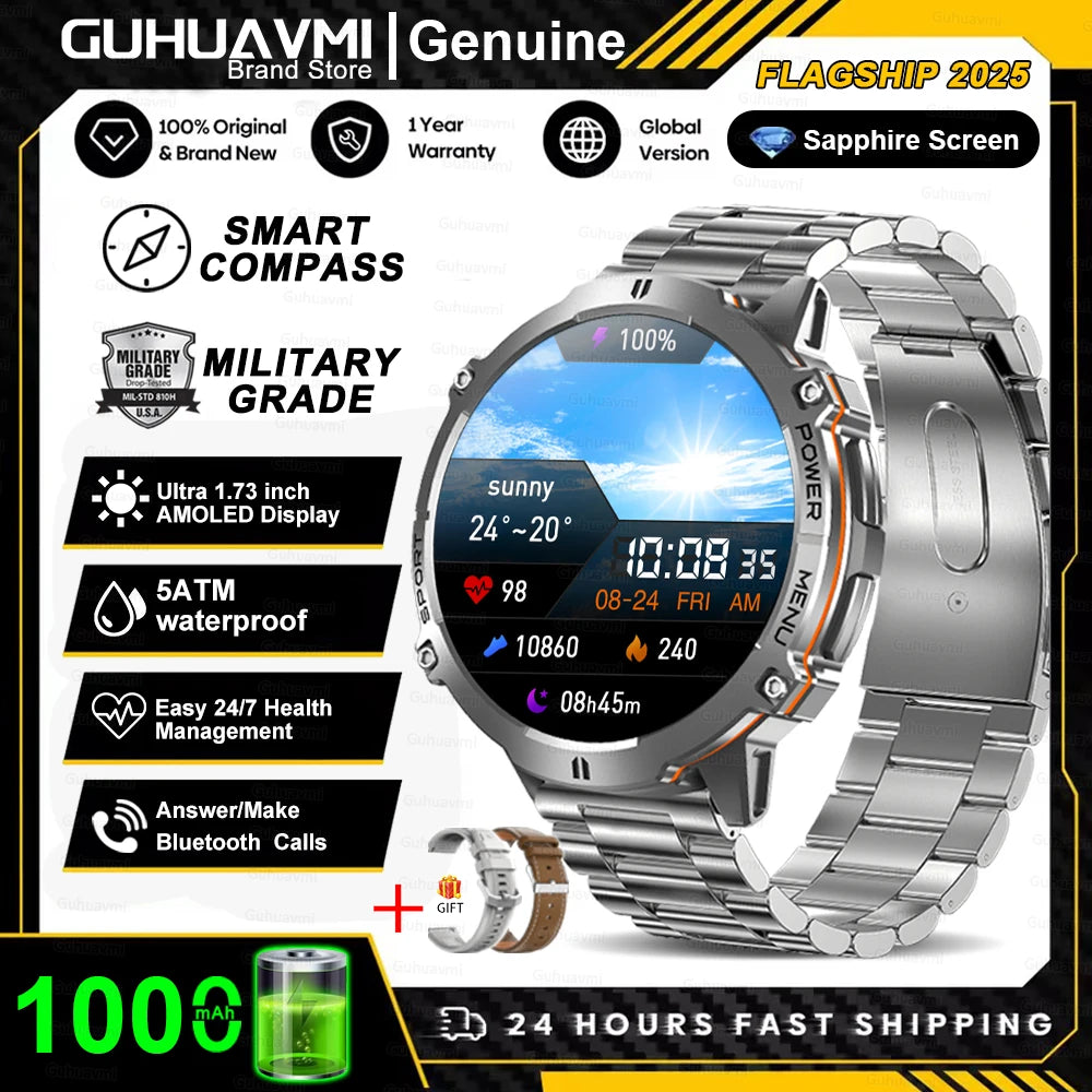 KAVSUMI X3 Outdoor GPS Smartwatch Ultra 2025 1000mAh AMOLED Display 10ATM Waterproof Bluetooth Call Sports Watch