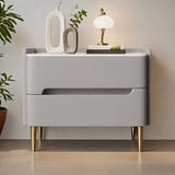 Luxury Modern Nightstand with Drawer, Glossy Marble Top, Gold Metal Legs, Faux Leather Bedside Table thumbnail 4