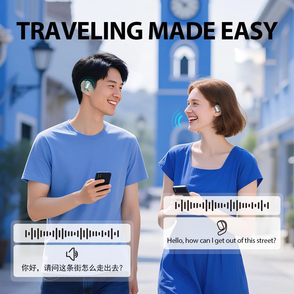 UYUXIO Wireless Real-Time Translation Earbuds with 144 Language Support & LCD Touch Screen