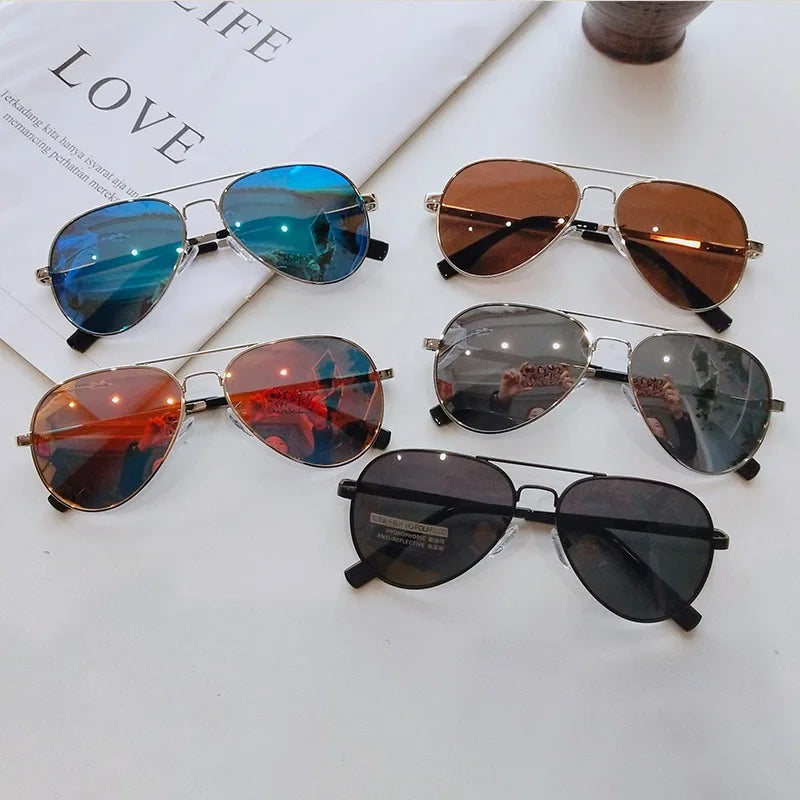 Kids Metal Oval Sunglasses – Cute Fashion Mirror Lens UV Protection for Boys & Girls