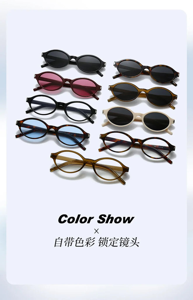 Oval Rice Nail Retro Fashion Sunglasses – Customizable Myopia Lenses 0~-6.0