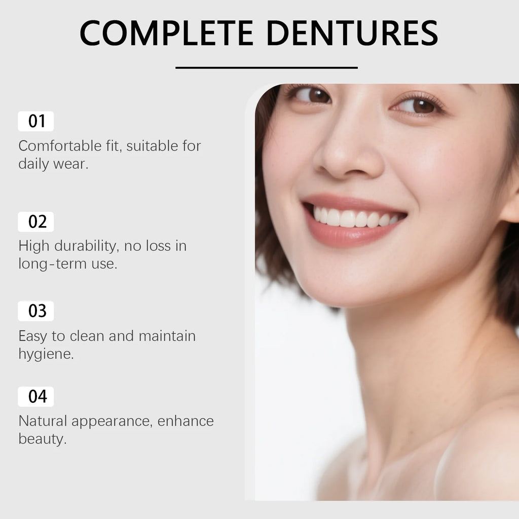 Comfortable Silicone Denture Kit Upper & Lower Set – Soft Fit Smiling False Teeth Liners Easy to Use