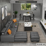 Modern Italian Genuine Leather Sectional Sofa with USB Charging & Bluetooth Speaker – MINGDIBAO Living Room Furniture thumbnail 9
