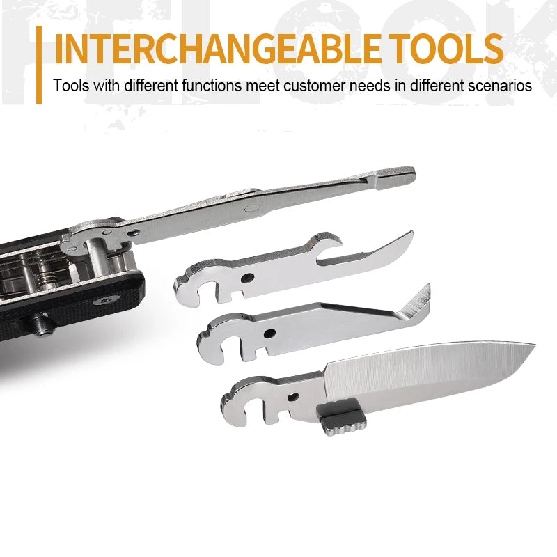 ROXON S504G Mini Folding Multi-Tool Knife with Scissors – Interchangeable, Locking Blade for Outdoor & Camping