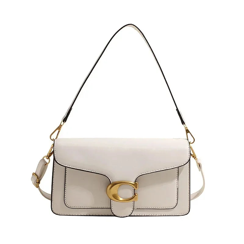 Women’s High-End Pure Color Square Shoulder Bag – Multi-Layer Minimalist Commuter Handbag