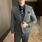 Men’s Modified Plaid Three-Piece Suit – Slim Fit England Style Vest & Trousers Set thumbnail 45