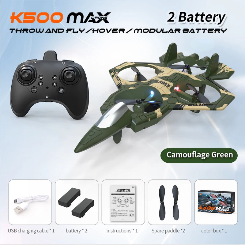 K500 MAX 2.4G Remote Control Fighter Jet Drone with Screen & 360° Rolls