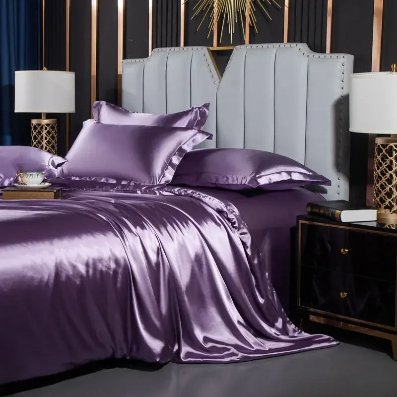Nordic Silk Rayon Bedding Set 3/4/5 Piece Duvet Cover Bed Sheet Pillowcase Solid Luxury Twin Full Queen King Family Size