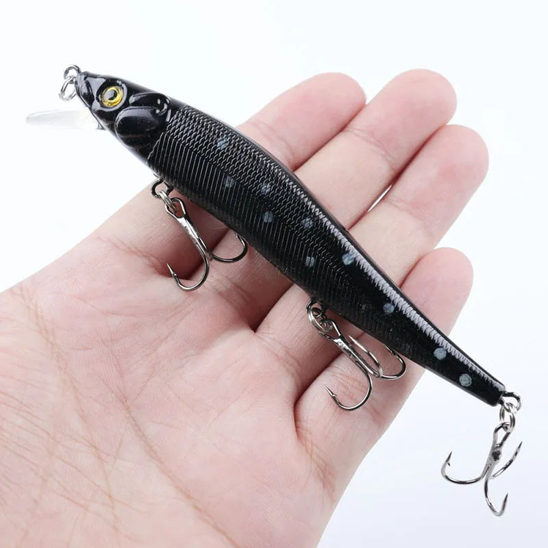 FFLYBG 11.5cm/14g Artificial Bionic Minnow Fishing Lure – Hard Bait with 3D Eyes, Treble Hooks & Realistic Swim Action (5/10 Pcs Set)