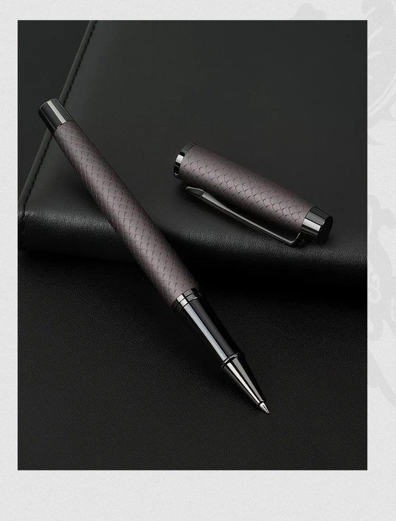 BAOKE T18/T19/T20 Black & Grey Fountain Pen Gift Set with Ink Bottle and 6 Cartridges – Stainless Steel Nib Metal Office Pen