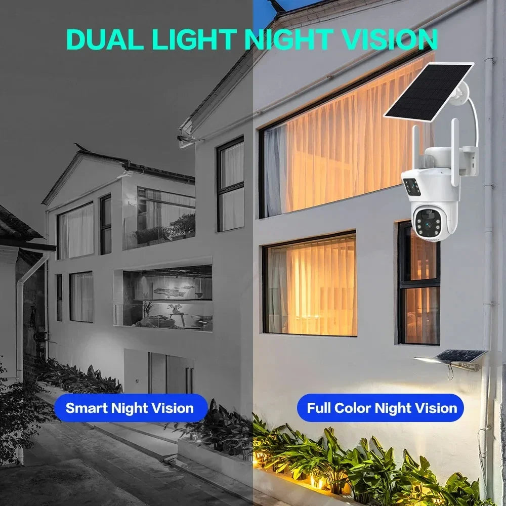 100% Wire-Free Solar PTZ Dual Lens 12.5" LCD Monitor 10CH WiFi NVR 8MP 4K Wireless Home Security Camera System