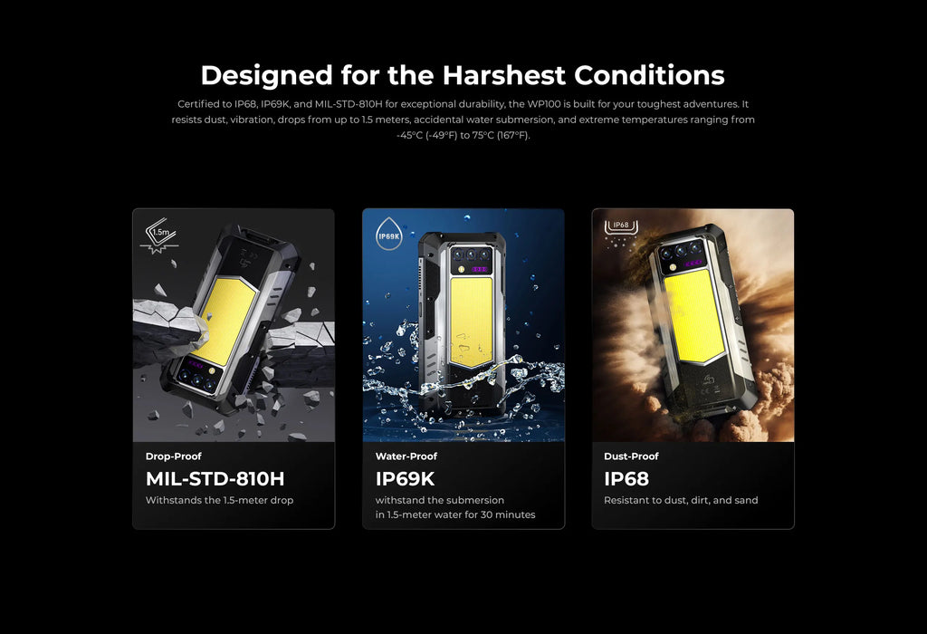 OUKITEL WP100 Rugged Smartphone – 33,000mAh, Laser Rangefinder, 200MP Camera, 36GB+512GB, 6.8" FHD+, NFC GPS 5G