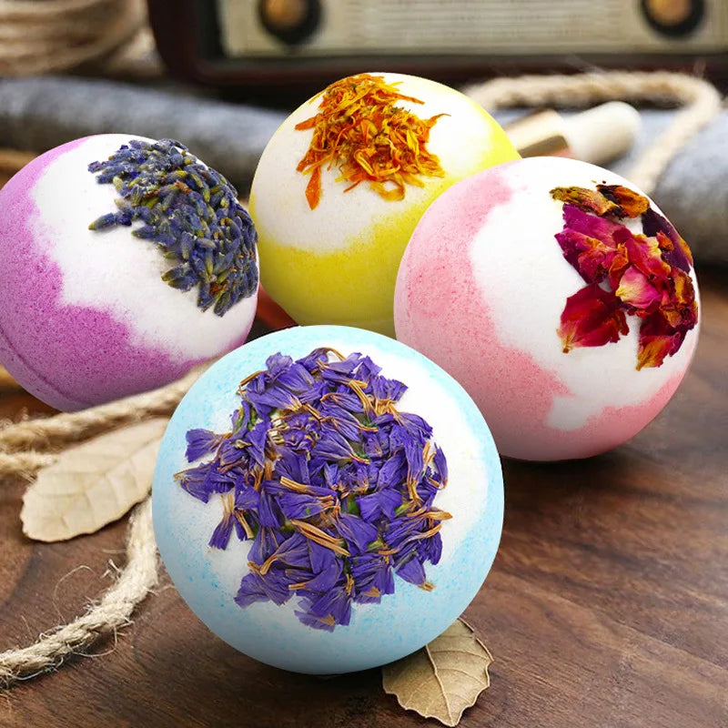 Handmade Bath Bomb Set with Essential Oils and Sea Salt – Moisturizing & Skin Peeling Bubble Ball Gift