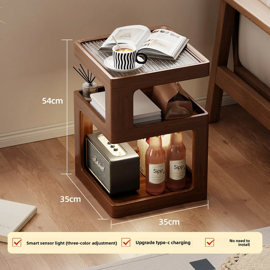 Solid Wood Bedside Table with Storage – Modern Minimalist Bedroom Side Table