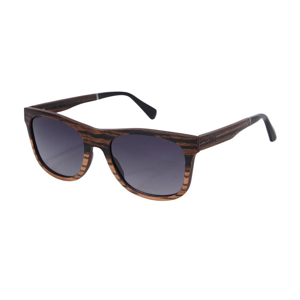 SHINU Handmade Natural Wood Polarized Sunglasses – Ebony, Zebra & Red Sandalwood UV400 Rectangle Frame for Men & Women