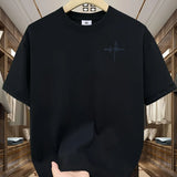 Men’s 100% Cotton Casual Letter Print T-Shirt – Loose Fit Short Sleeve Tee thumbnail 12