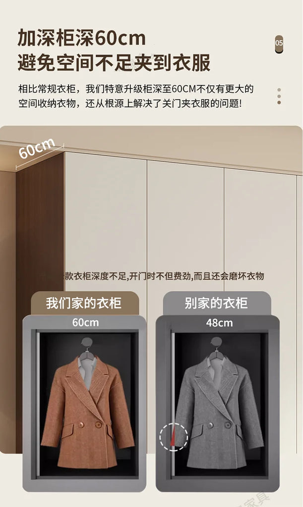 Luxury Nordic Modern Metal Wardrobe with Storage Drawers – Adult Bedroom Closet Furniture