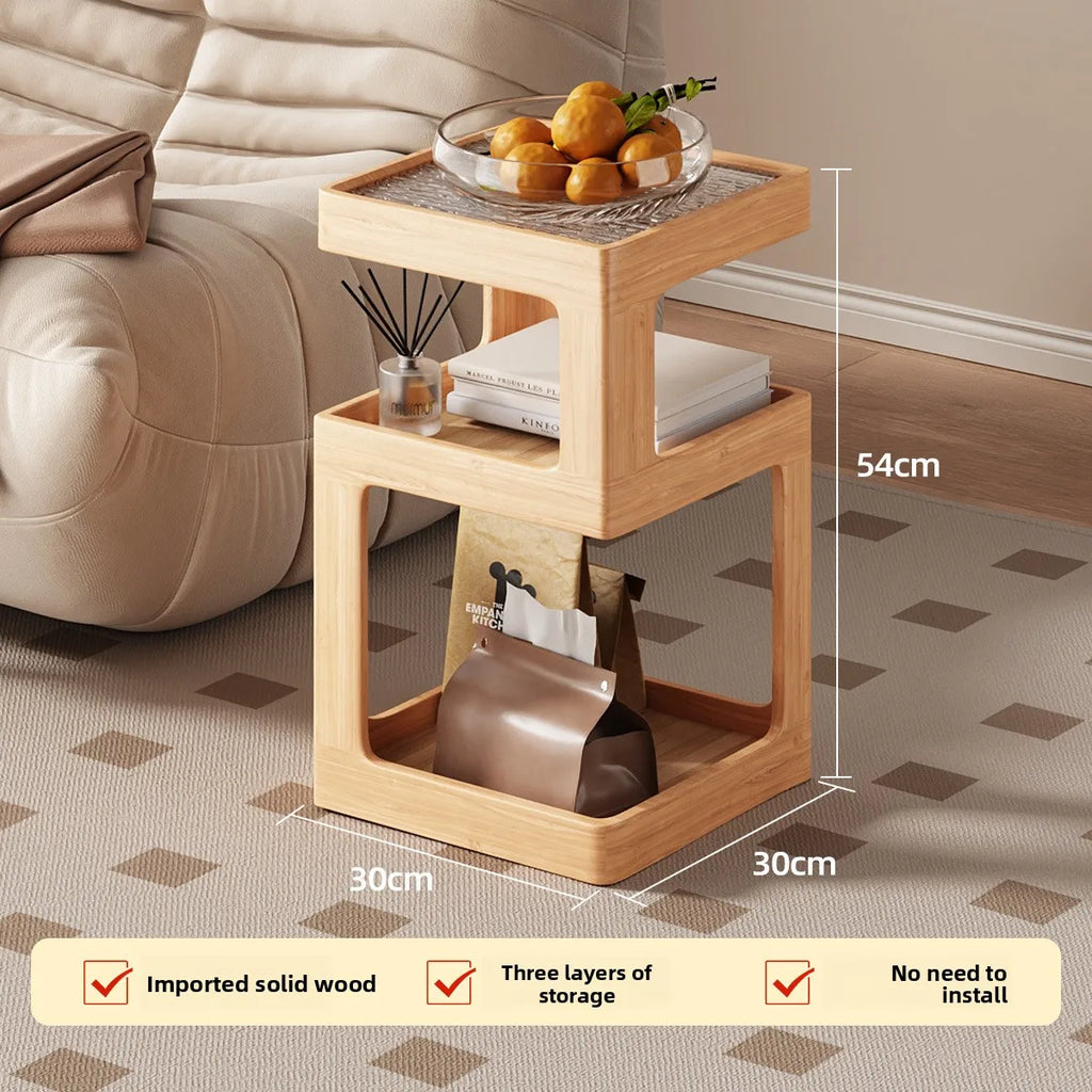 Solid Wood Bedside Table with Storage – Modern Minimalist Bedroom Side Table