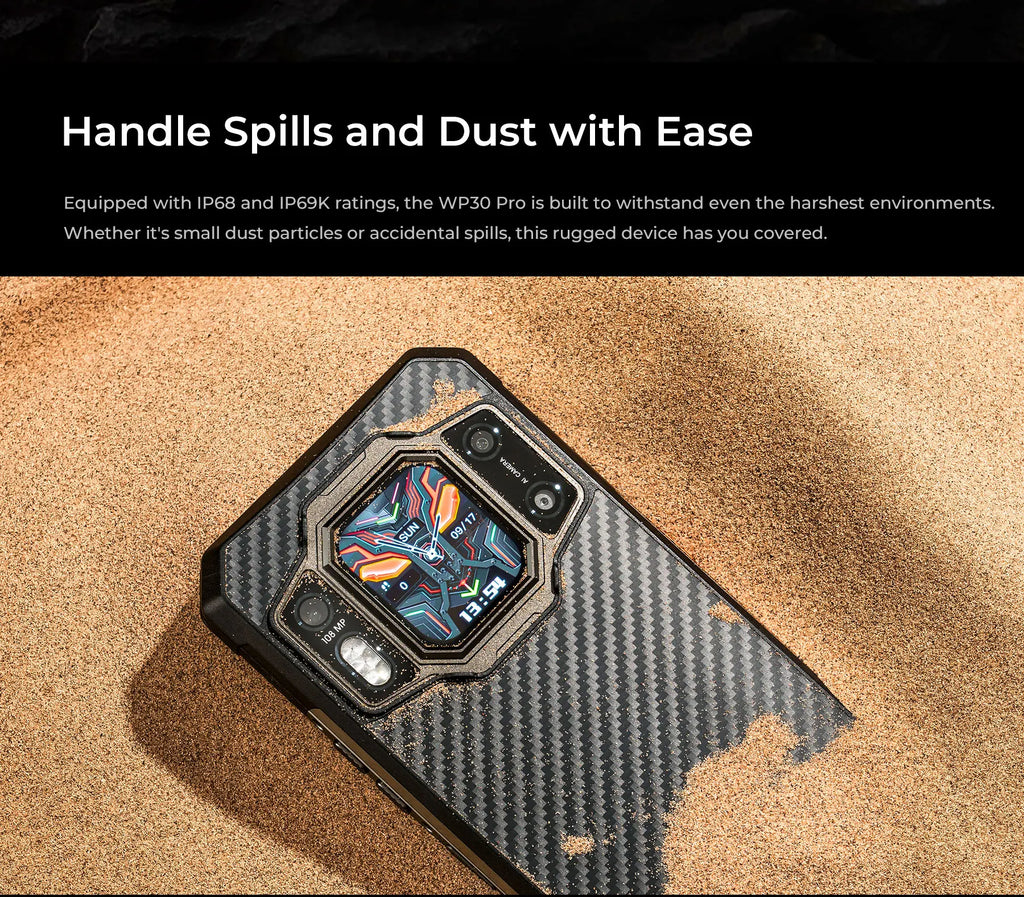 OUKITEL WP30 Pro 5G Rugged Smartphone Android 13 – 24GB + 512GB, Dual Display, 11000mAh, 120W Fast Charge