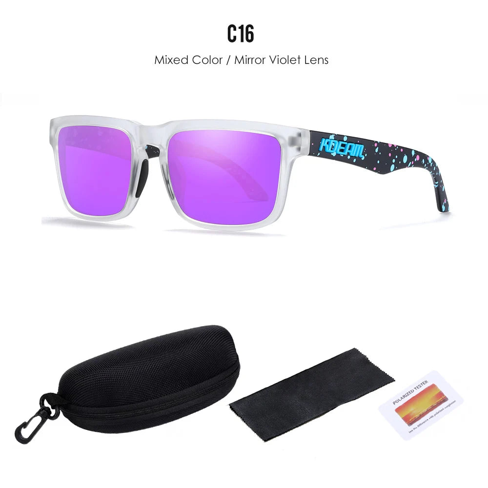 KDEAM Polarized Sunglasses – Unisex Square Frame UV400 Outdoor Eyewear (Red Mirror Lens, Model KD332)