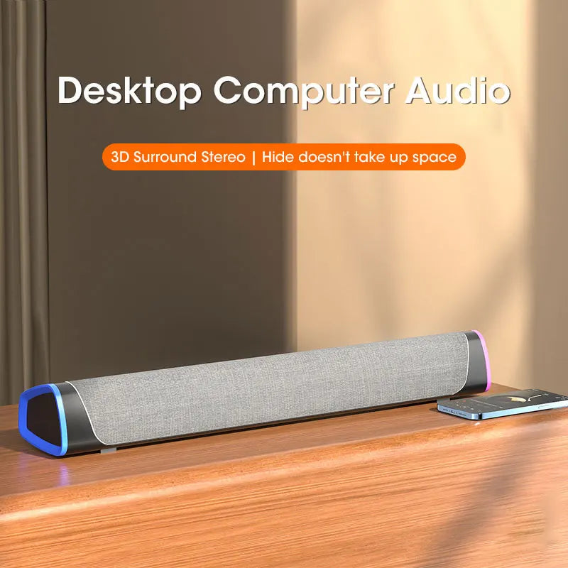 4D Computer Speaker Bar Stereo Sound Subwoofer Bluetooth Speaker for MacBook, Laptop, PC, and Music Player