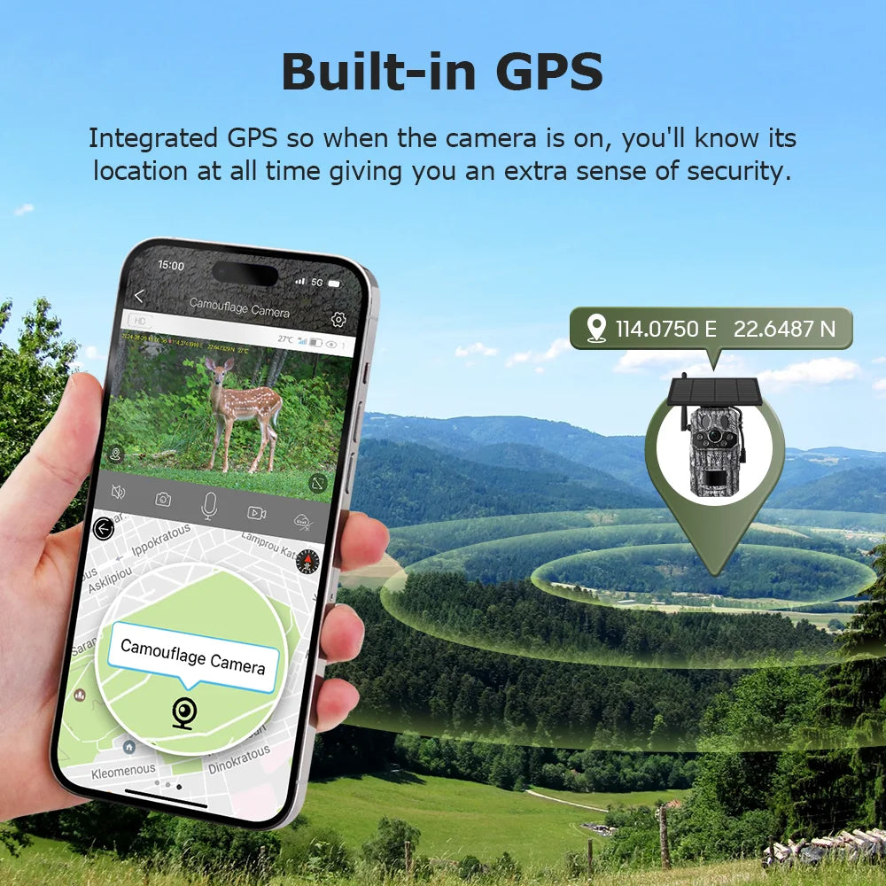 INQMEGA4G 2K 5MP PIR Motion Sensor Hunting Trail Camera with Night Vision & Solar Battery – IP66 Waterproof