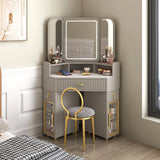 Luxury Solid Wood Corner Dressing Table with Mirror and Stool – Modern Minimalist Bedroom Furniture thumbnail 34