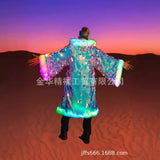 Men’s Faux Fur Long Coat with Sequins Hood – Fluffy Warm Winter Jacket for Party, Cosplay & Stage thumbnail 4