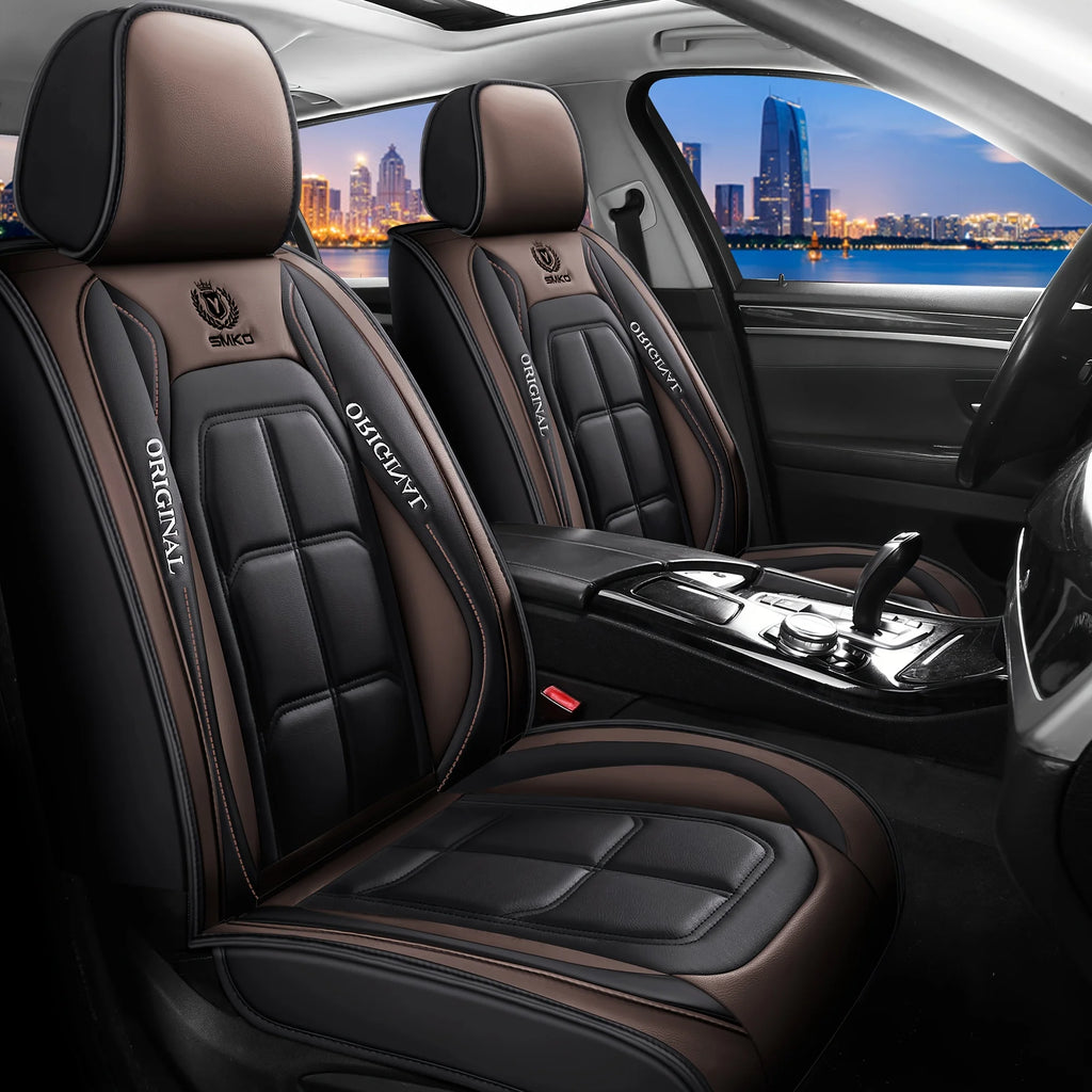 Full Leather Car Seat Cushion – All Season Universal Driver & Passenger Seat Cover Pad | 1pc or 2pcs