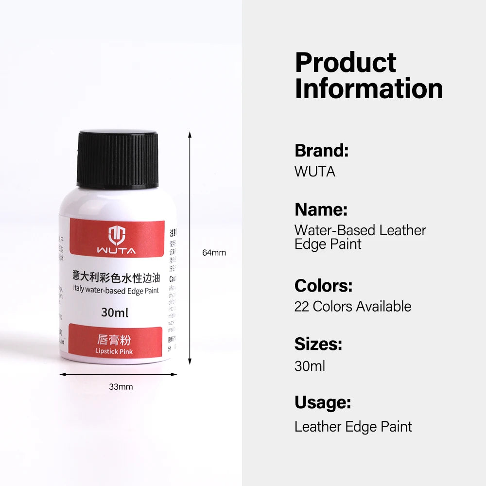 30ml Professional Leather Edge Paint – Italy Imported Water-Based Semi-Gloss Edge Oil, 22 Colors DIY Leather Finish