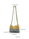 Silver Shiny Hand Woven Bead Sequin Crossbody Bag with Long Shoulder Strap for Women thumbnail 13