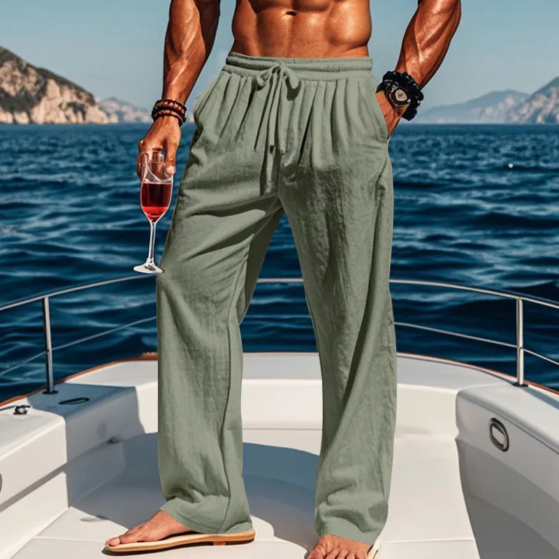 Men's 16-Color Breathable Linen Yoga Pants Loose Casual Sportswear for Spring/Summer