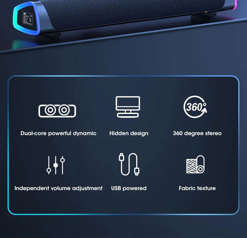 4D Computer Speaker Bar Stereo Sound Subwoofer Bluetooth Speaker for MacBook, Laptop, PC, and Music Player